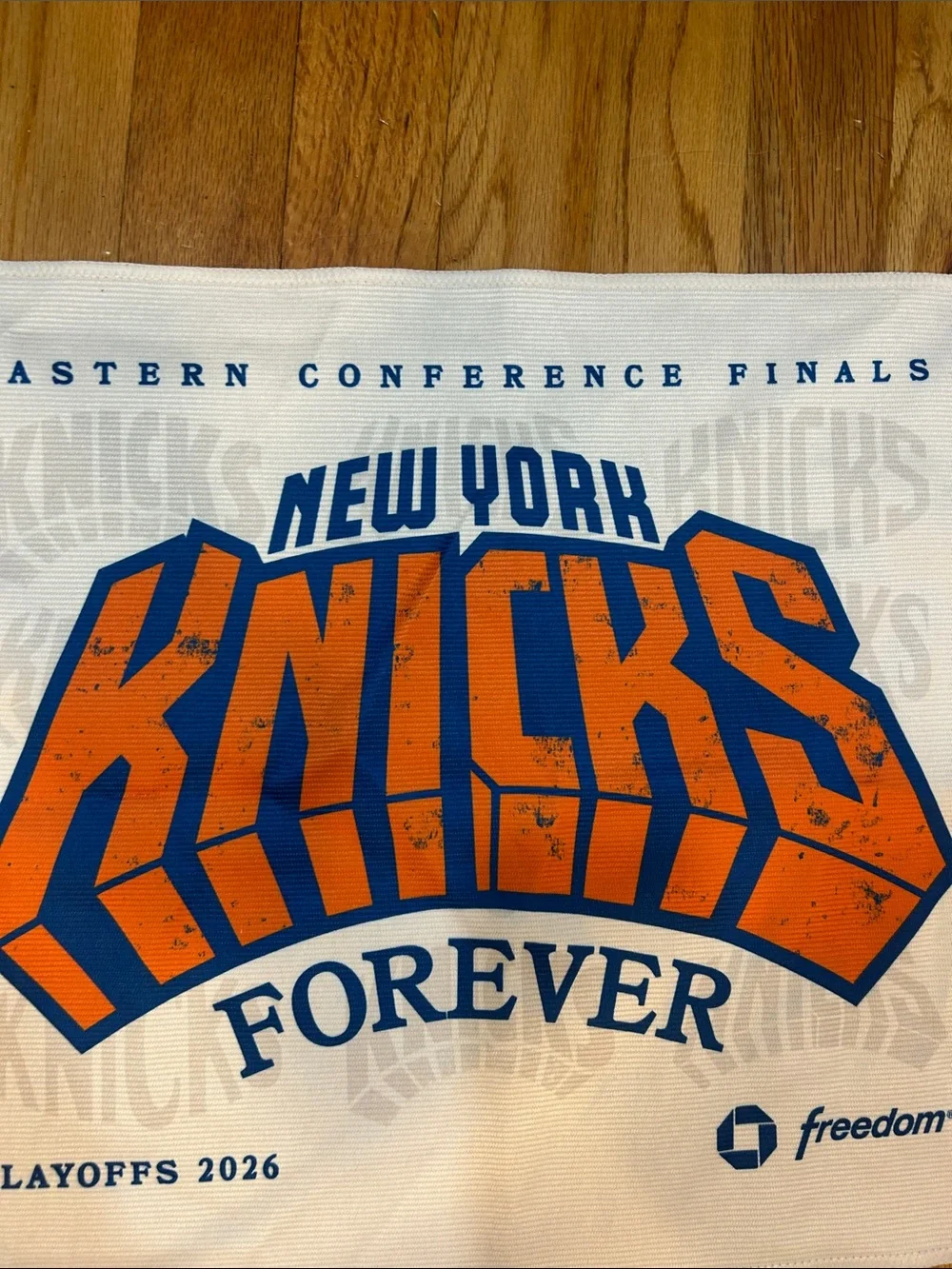 New York Knicks Forever White & Orange Playoffs Rally Towel - Freedom